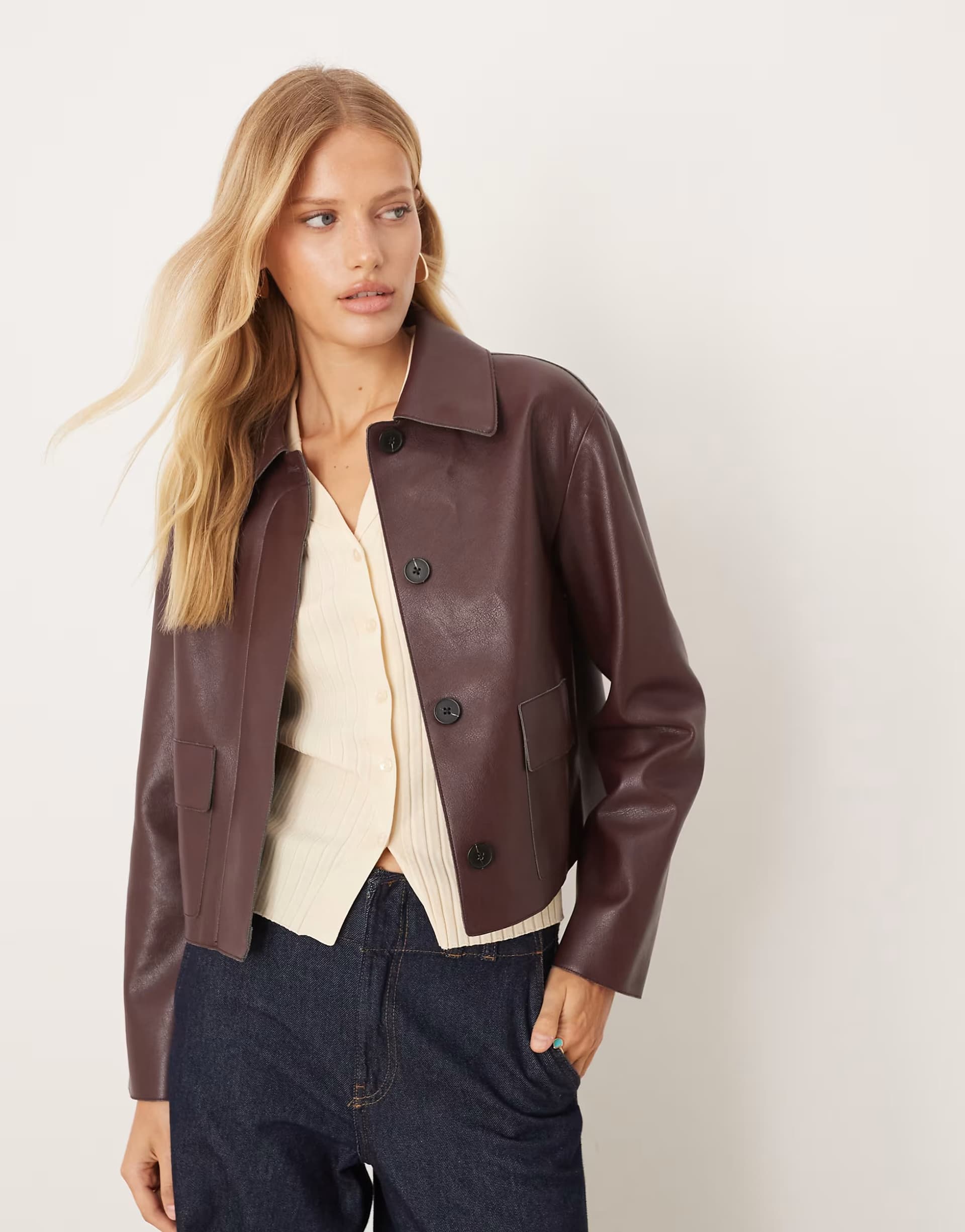 ASOS ASOS Dark Red Faux Leather Jacket