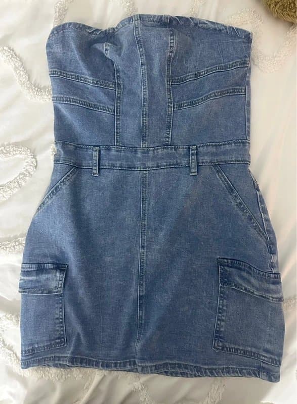 Musera Blue Denim Bandeau Mini Dress