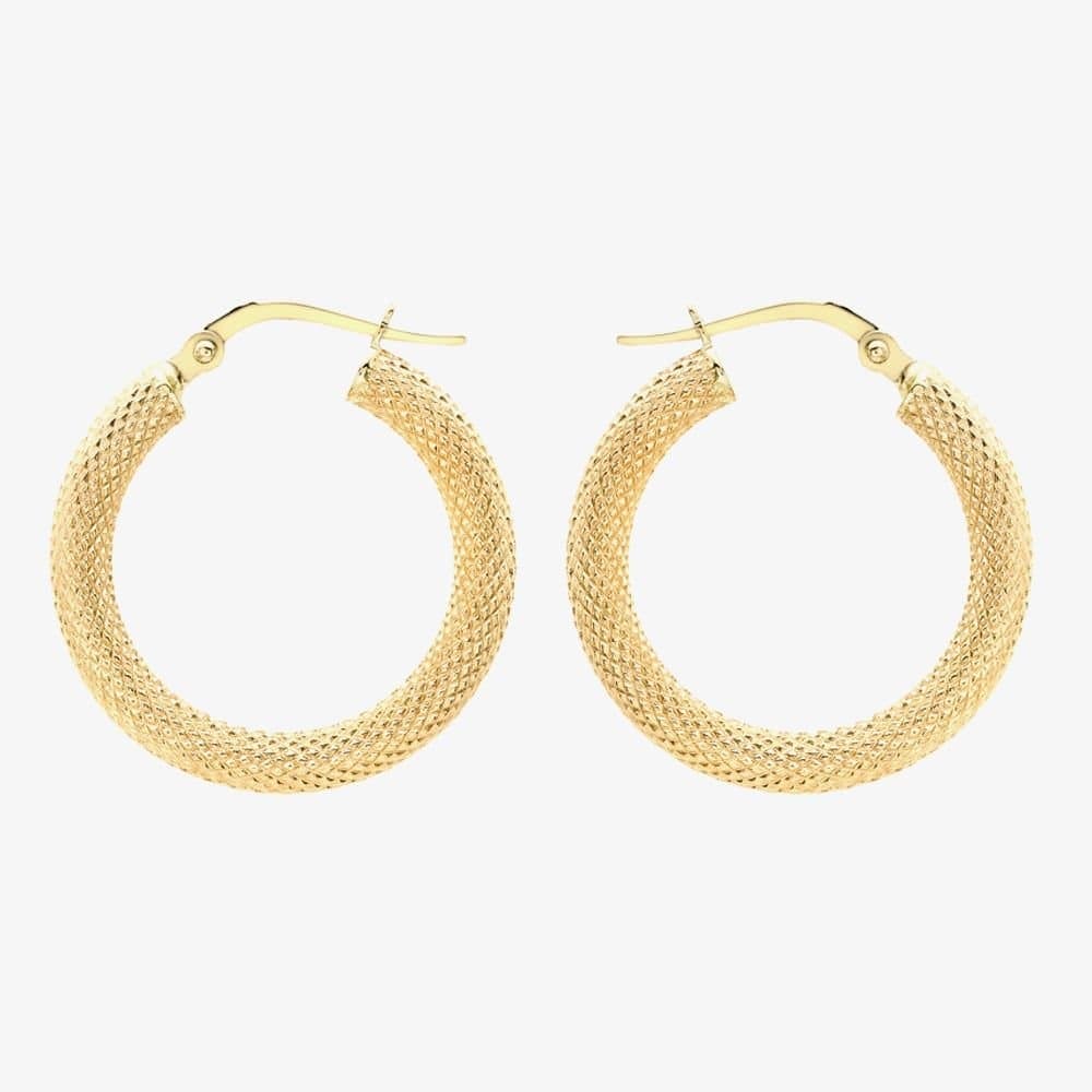 T.H.Baker T.H.Baker Gold Textured Creole Hoop Earrings