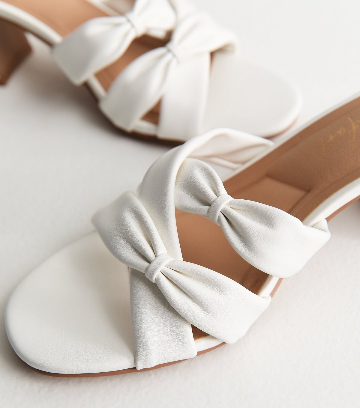 New Look Women's Wide Fit White Faux Leather Knotted Strap Mule Sandals Vegan New Look - 3