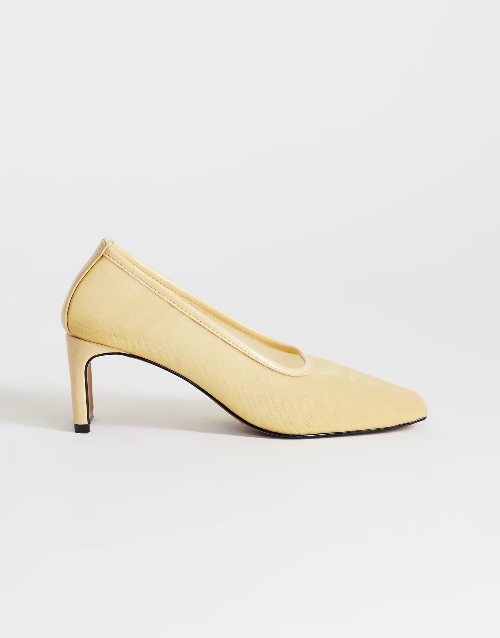 ASOS Topshop Abbigail Buttermilk Mesh Mid Heeled Court Shoe