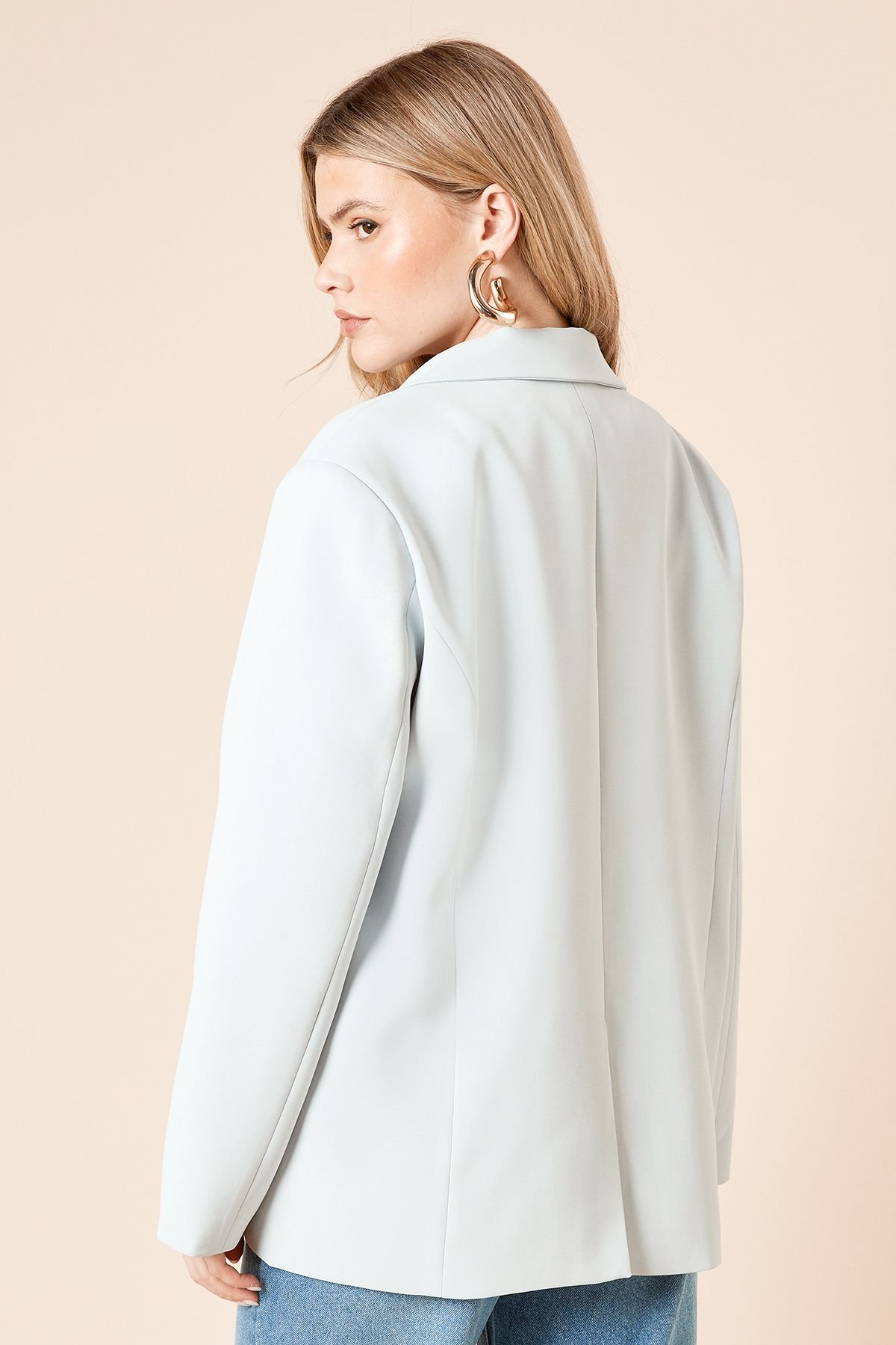 Dorothy Perkins Dorothy Perkins Women's Oversized Double Breasted Blazer in Light Blue - 4