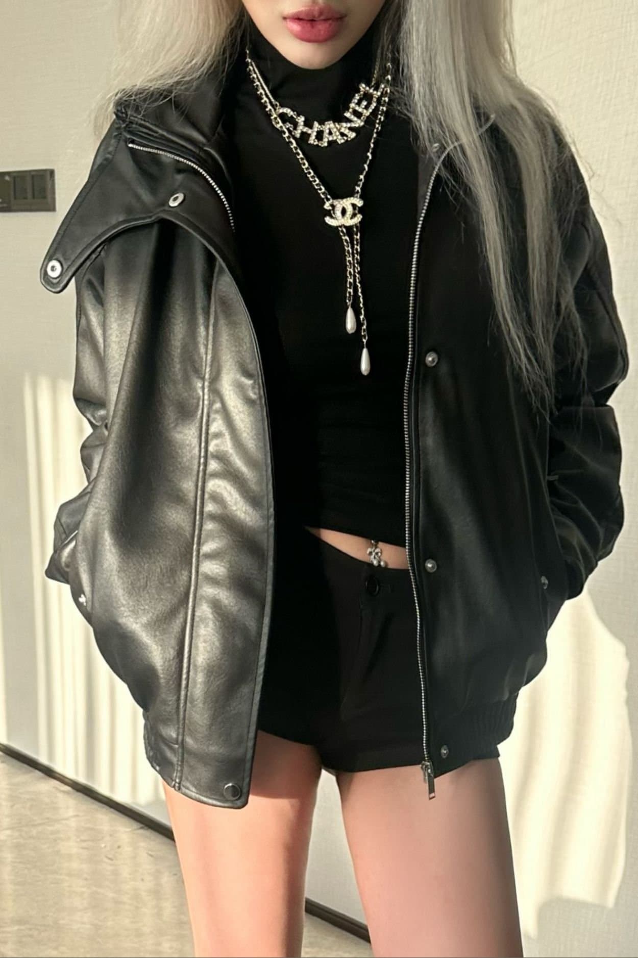 OUTTA BOX OUTTA BOX Black Faux Leather Casual Jacket