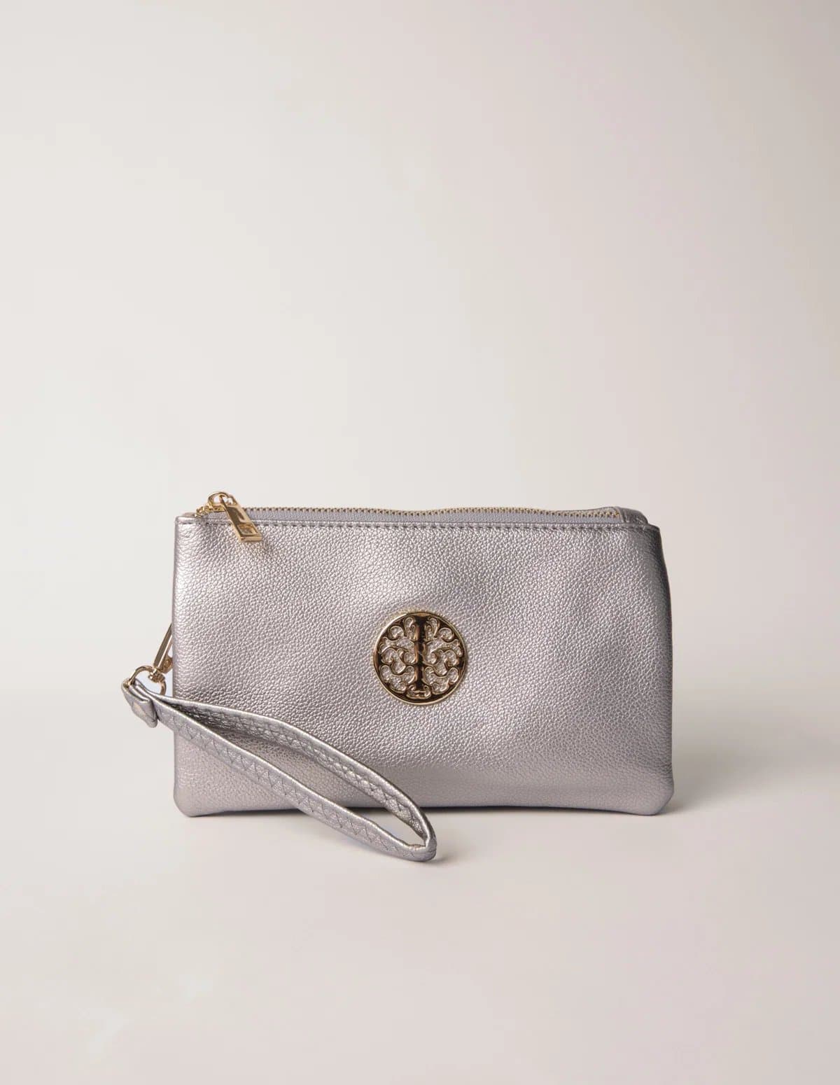 Blue Vanilla Detailed Zip Up Purse With Detachable Strap