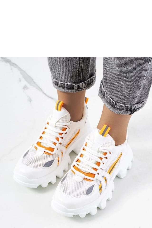Love Lace Love Lace Women's Bernier Sport High Sole Faux Sneakers Reflective in White - 2