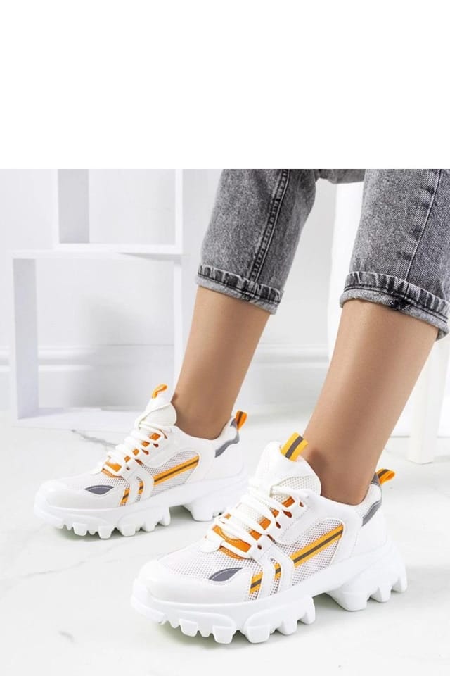 Love Lace Love Lace Women's Bernier Sport High Sole Faux Sneakers Reflective in White - 3