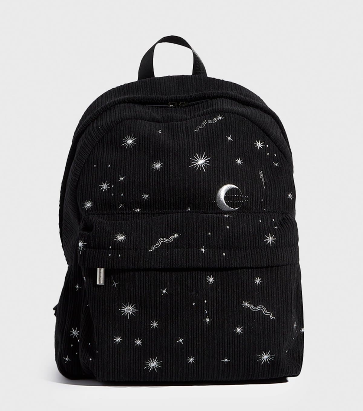 Skinnydip Black Celestial Embroidered Corduroy Backpack Skinnydip New Look
