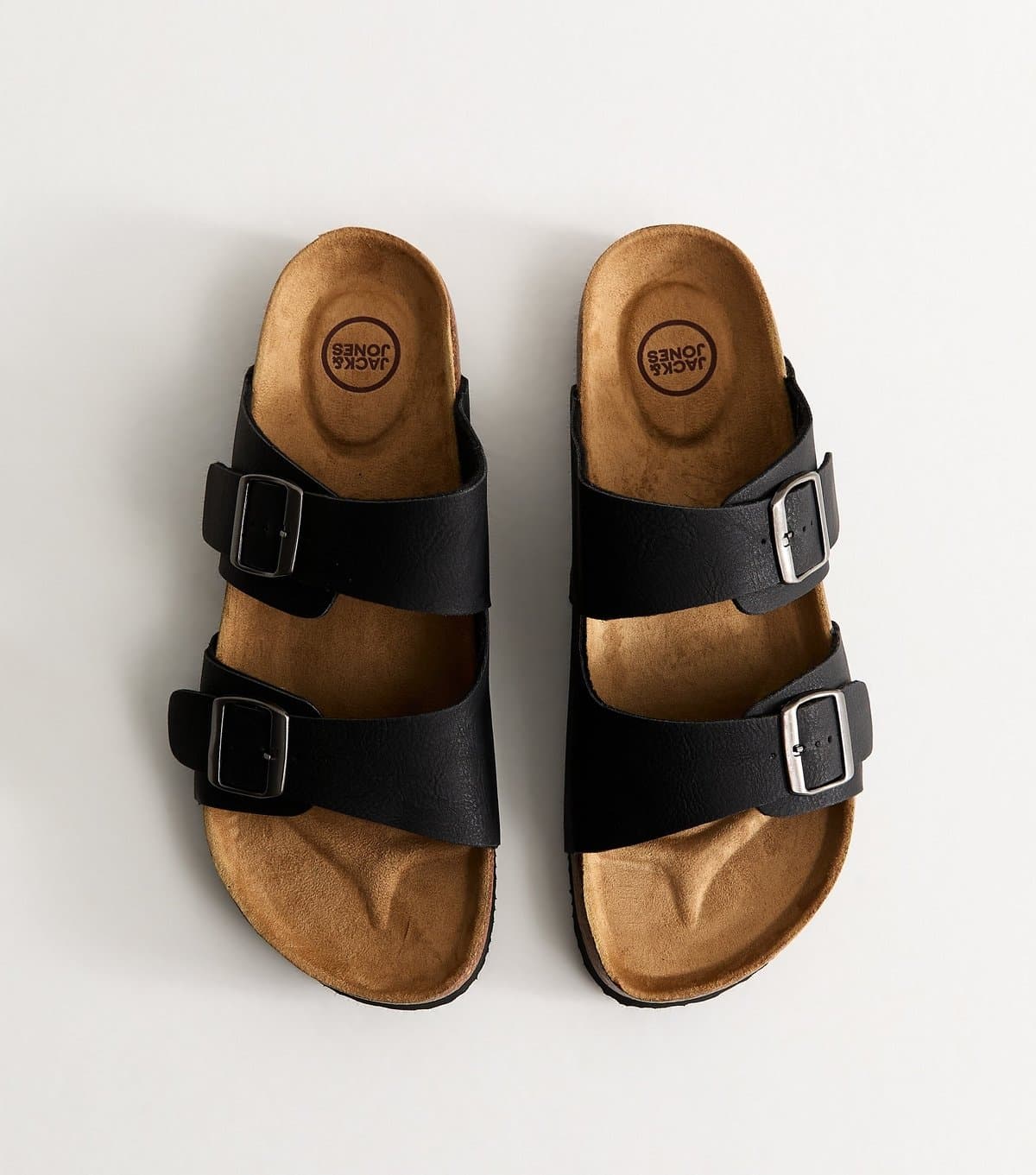 jack & jones Jack & Jones Dark Grey Faux Leather Double Strap Mule Sandals