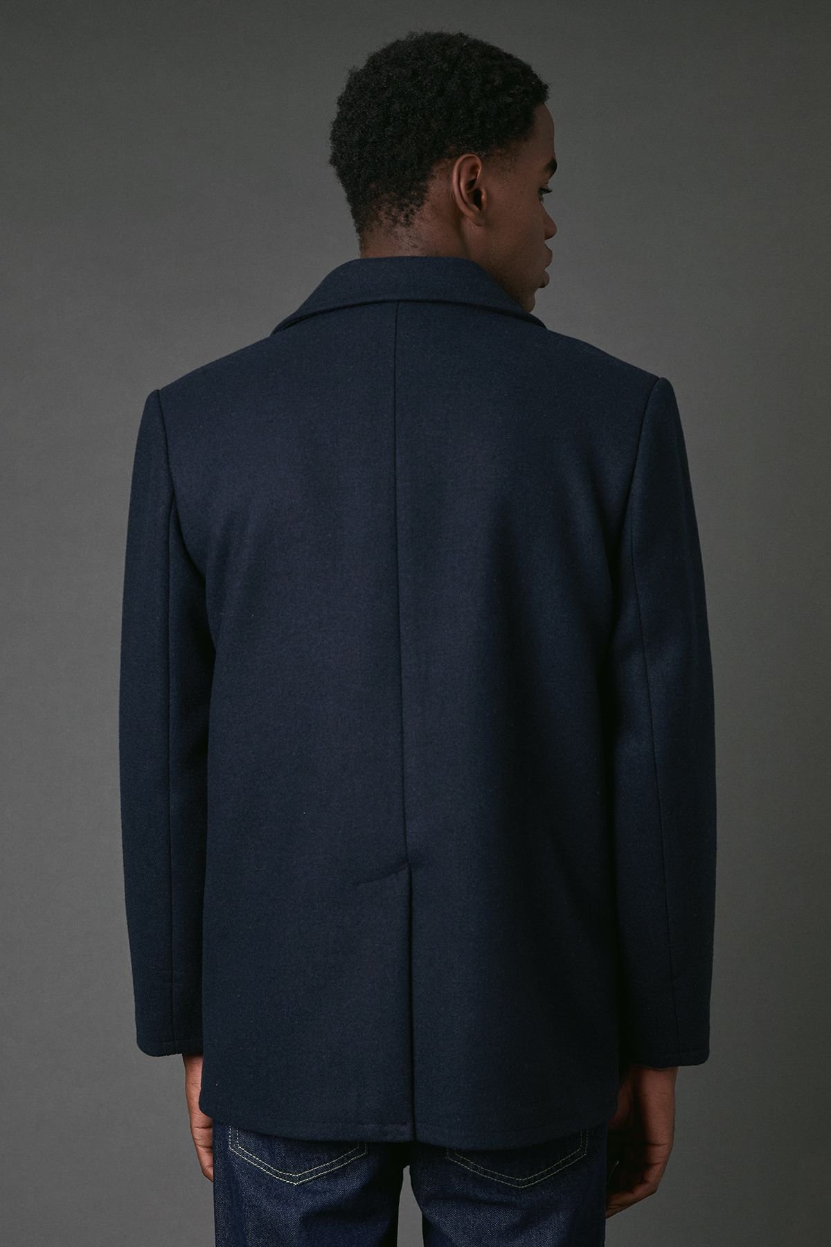 Maine Maine Men's Navy Wool Blend Peacoat - 3