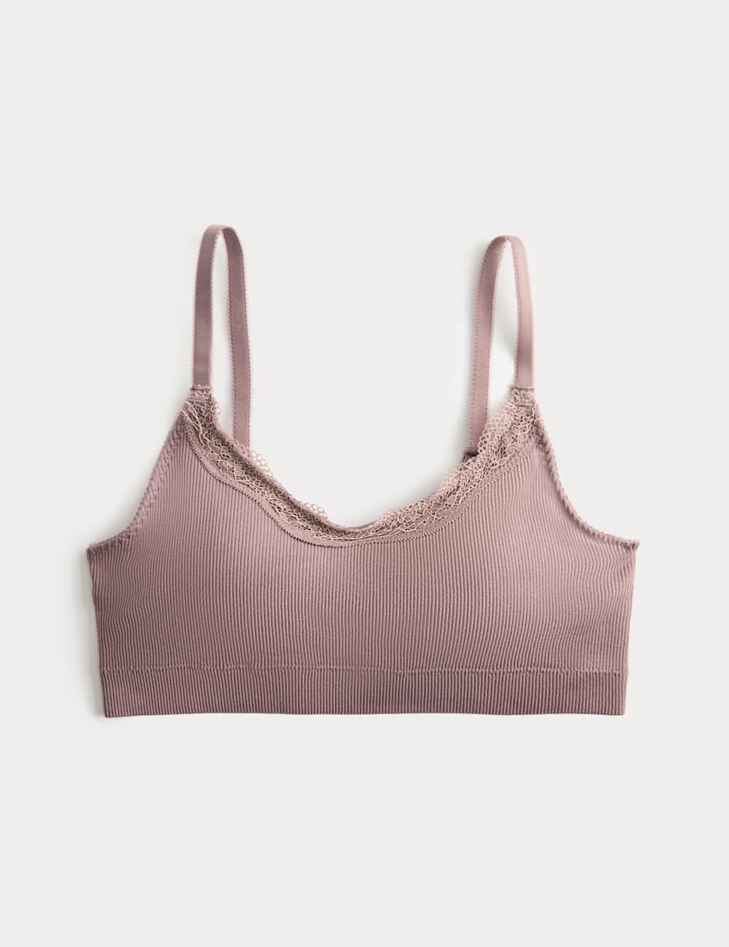 Marks & Spencer M&S Jasmine Lace Non Wired Seamfree Crop Top Praline