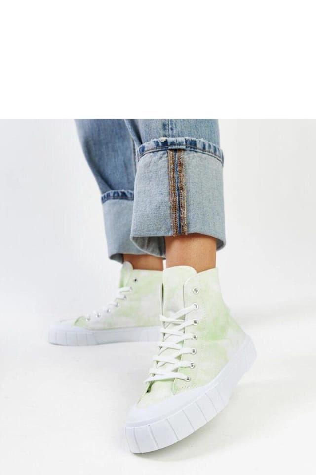 Love Lace Love Lace Women's Light Green High Top Fabric Sneakers Laced with Rubber Sole - 3