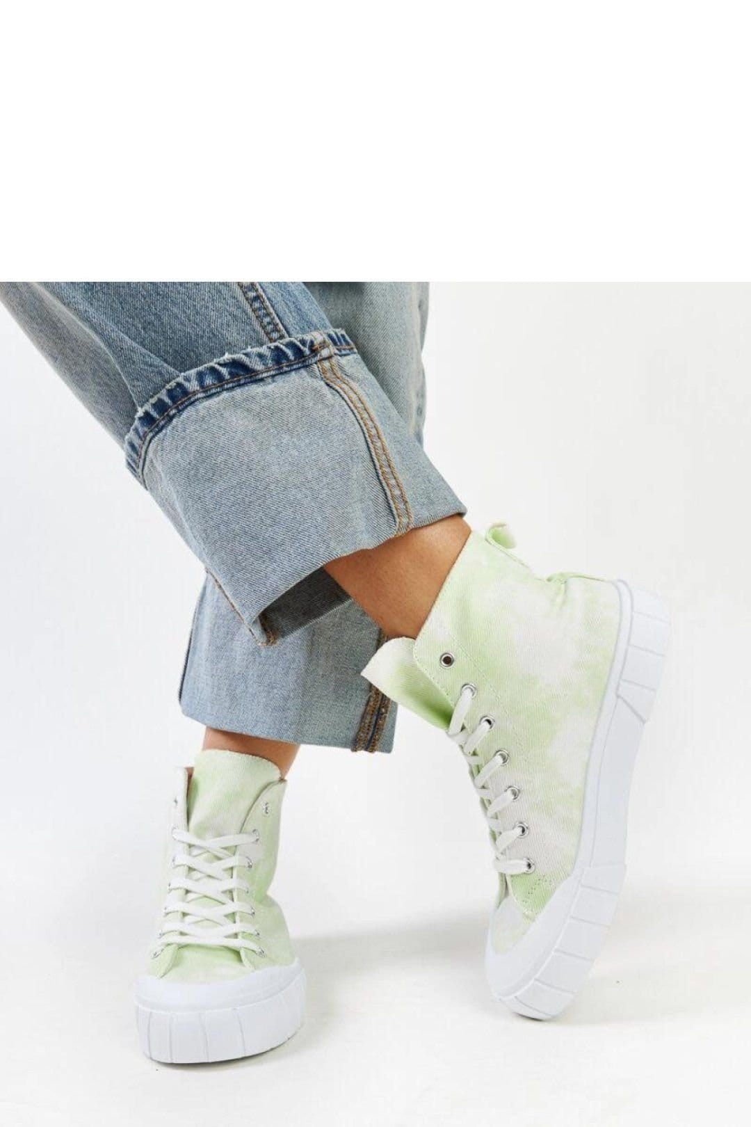 Love Lace Love Lace Women's Light Green High Top Fabric Sneakers Laced with Rubber Sole - 4