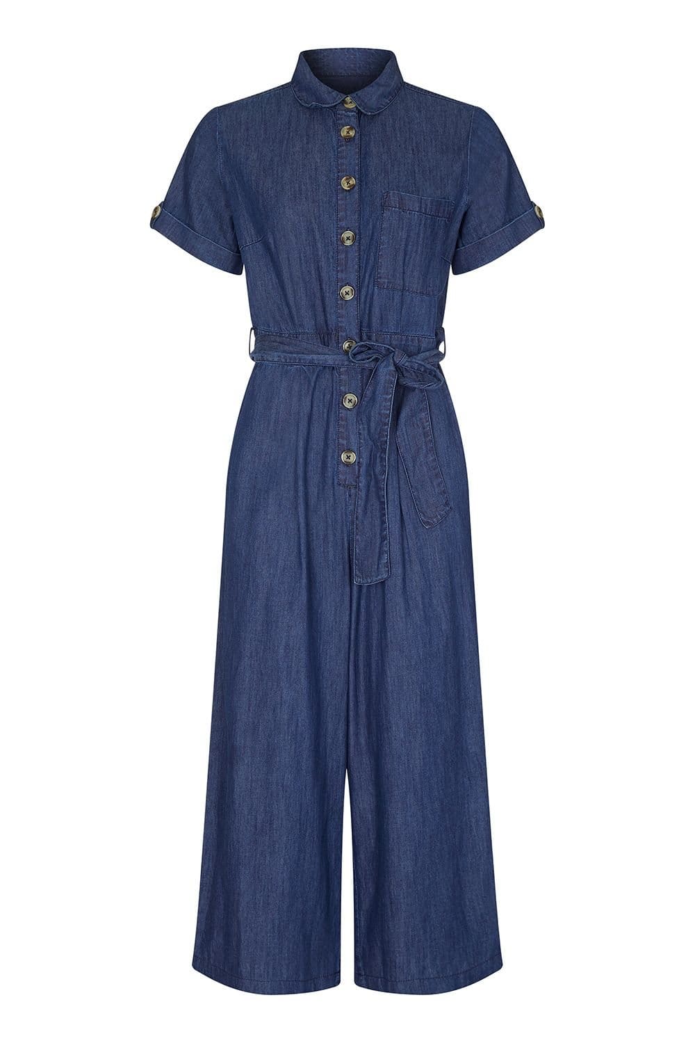 Yumi Yumi Women's Navy Cotton Denim Jumpsuit in Blue - 4
