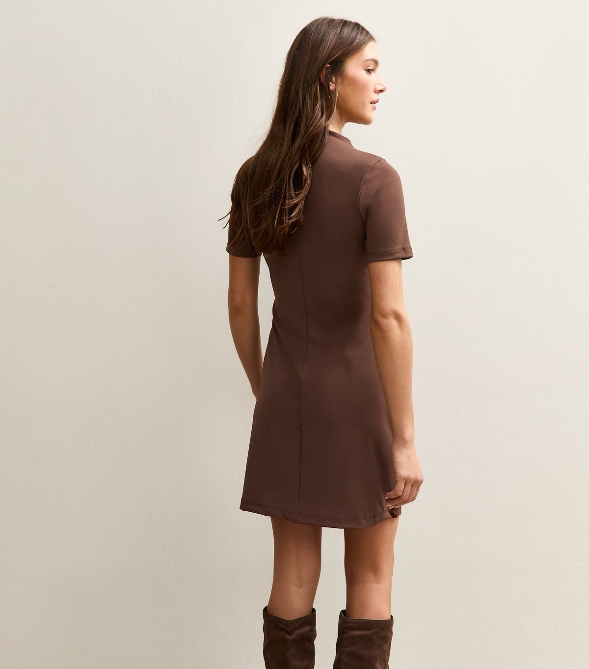 New Look Women's Dark Brown Short Sleeve Mini Dress New Look - 4