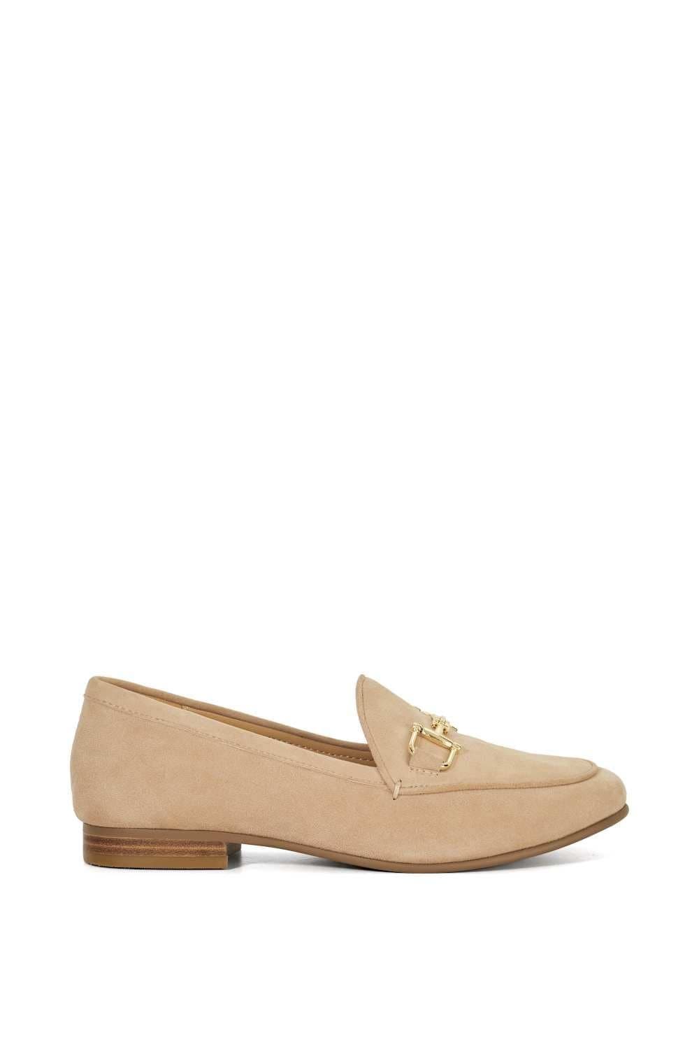 Dune London Dune London Women's Wide Fit 'Glair' Leather Loafers in Natural