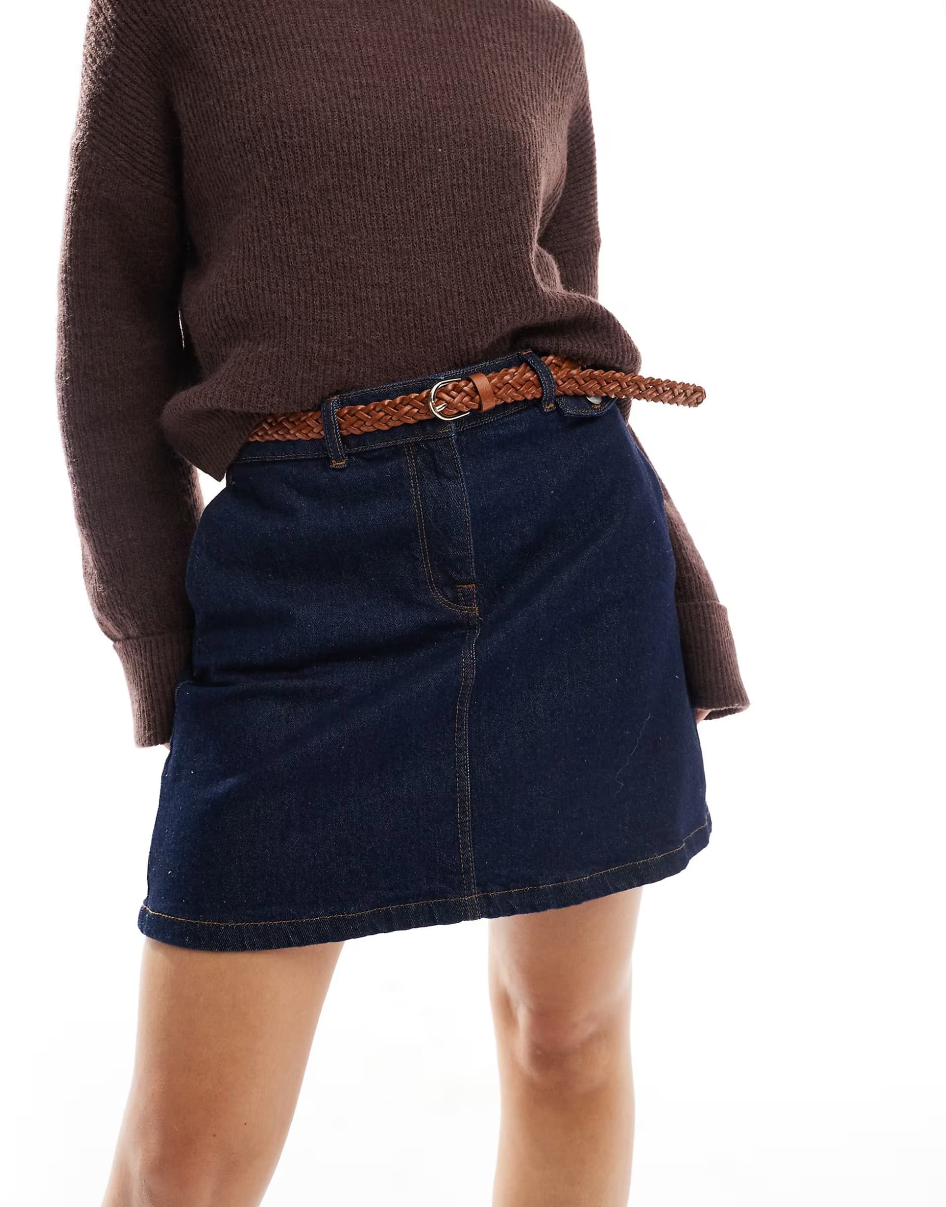 ASOS ASOS Plaited Faux Leather Belt in Cognac