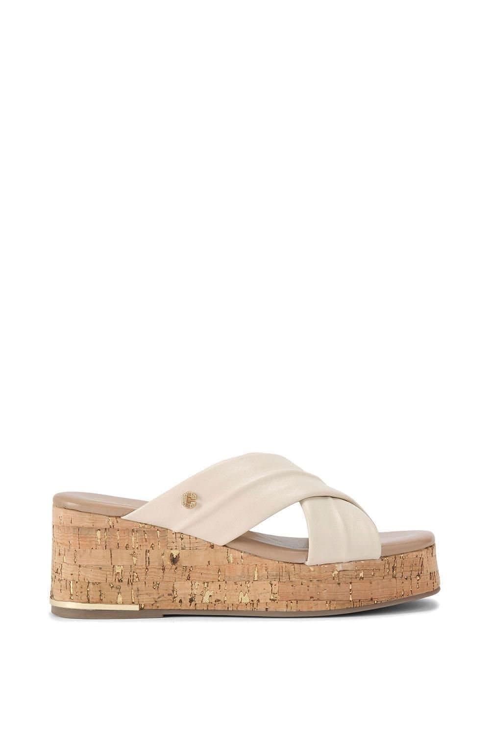 Carvela Carvela Women's 'Fresco Cross Wedge' Leather Sandals in Cream