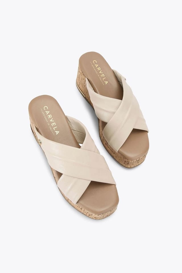 Carvela Carvela Women's 'Fresco Cross Wedge' Leather Sandals in Cream - 2