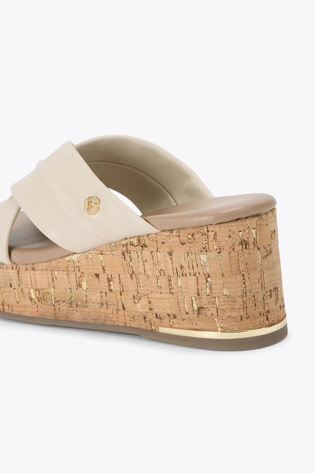 Carvela Carvela Women's 'Fresco Cross Wedge' Leather Sandals in Cream - 3