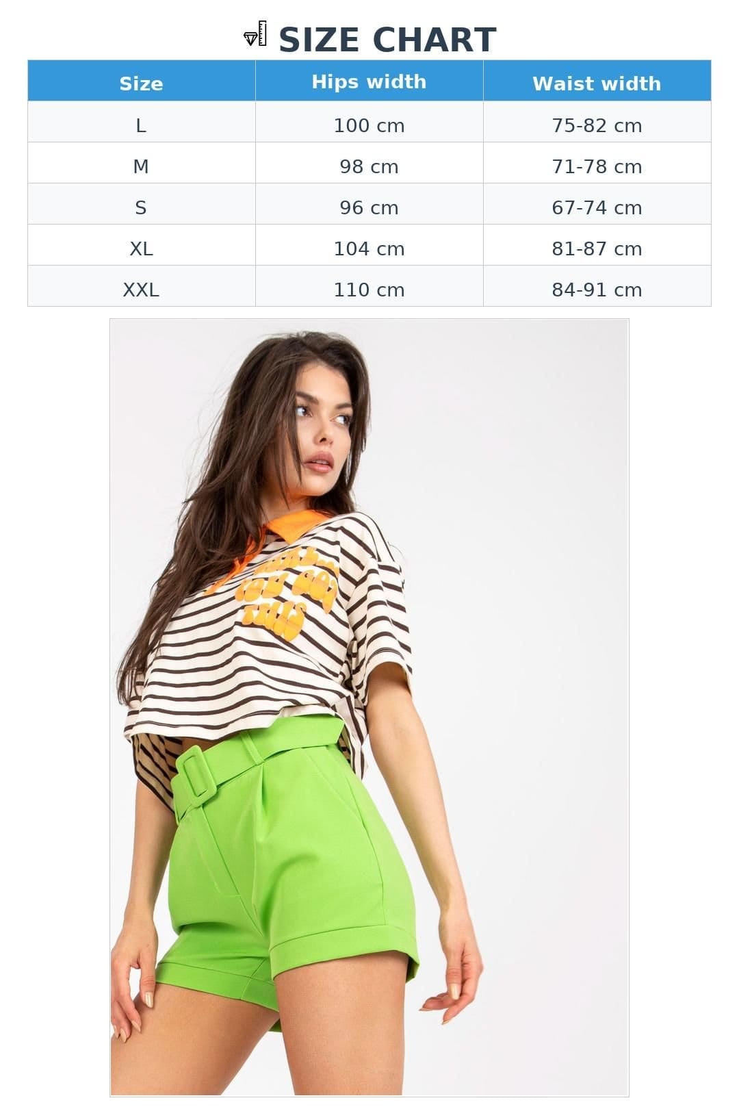 Love Lace Love Lace Women's Elegant Shorts with Belt Zip Button in Green - 4