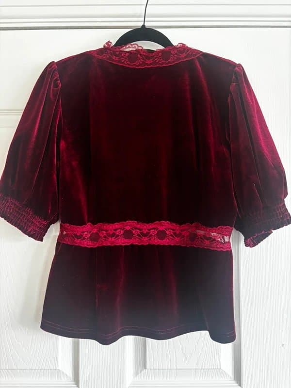 Never Fully Dressed Never Fully Dressed lace velvet puffball sleeve top, size 14
