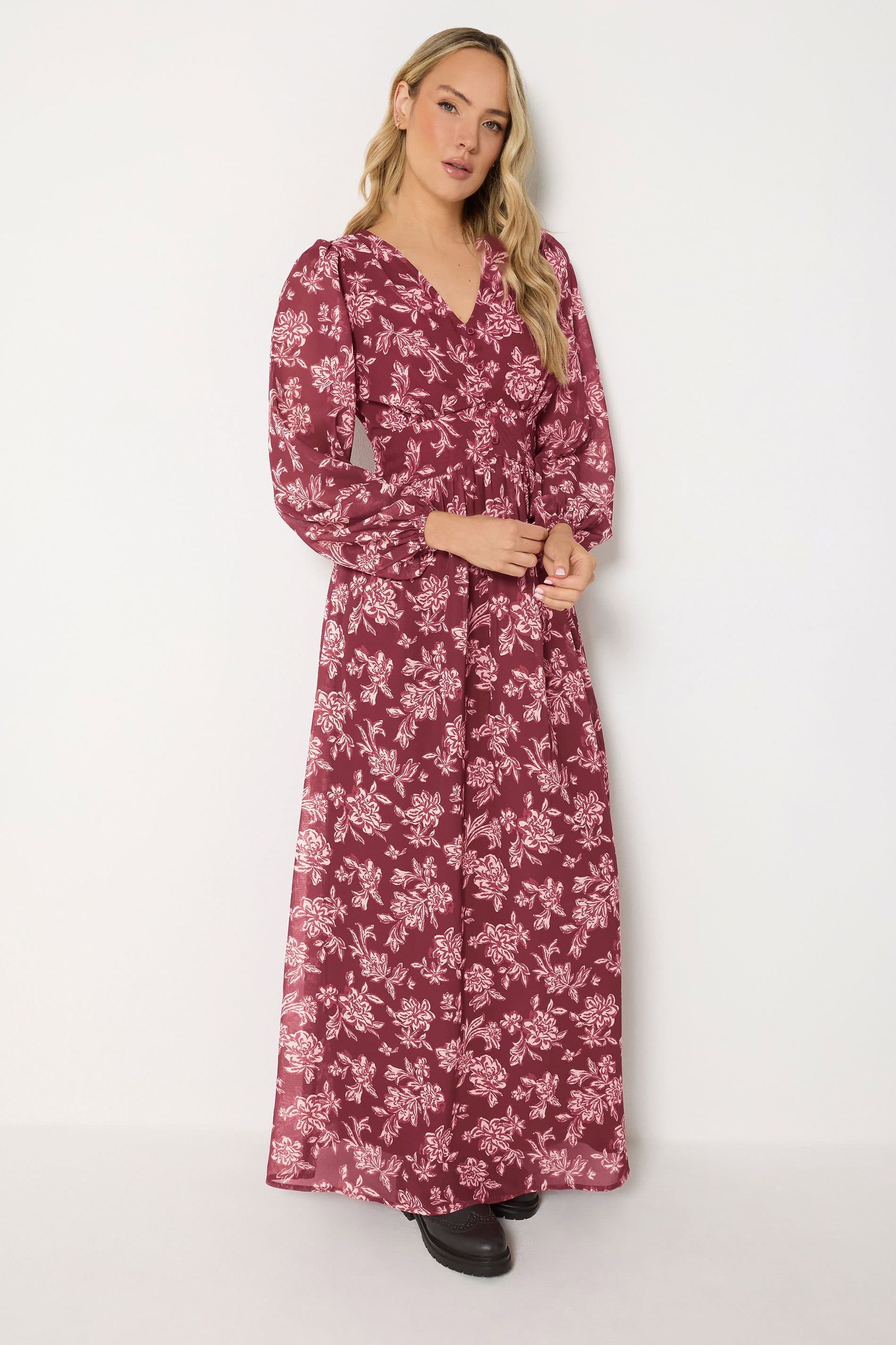 Long Tall Sally Long Tall Sally Women's Tall Floral Maxi Dress in Dark Red
