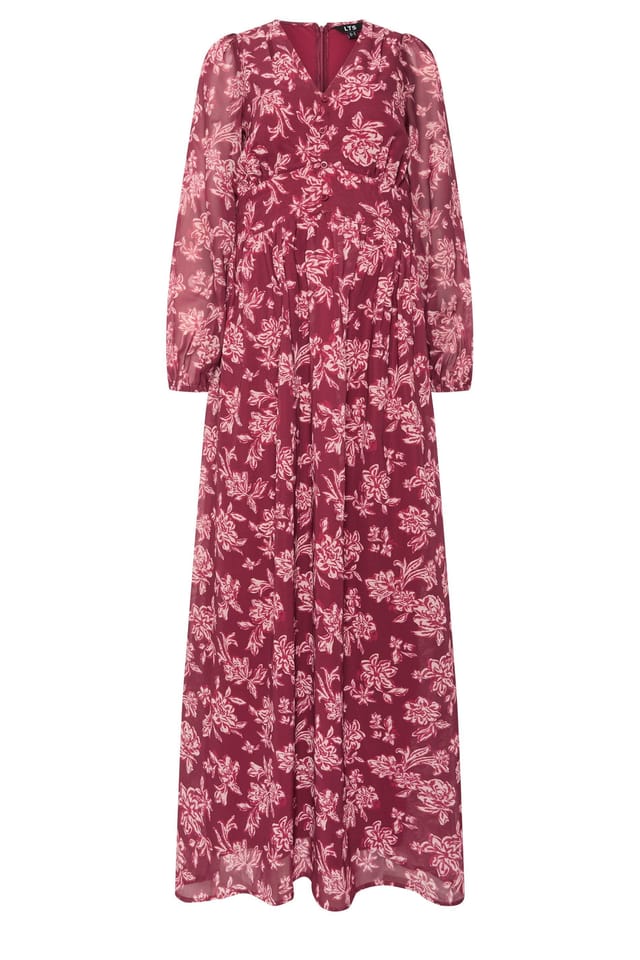 Long Tall Sally Long Tall Sally Women's Tall Floral Maxi Dress in Dark Red - 2