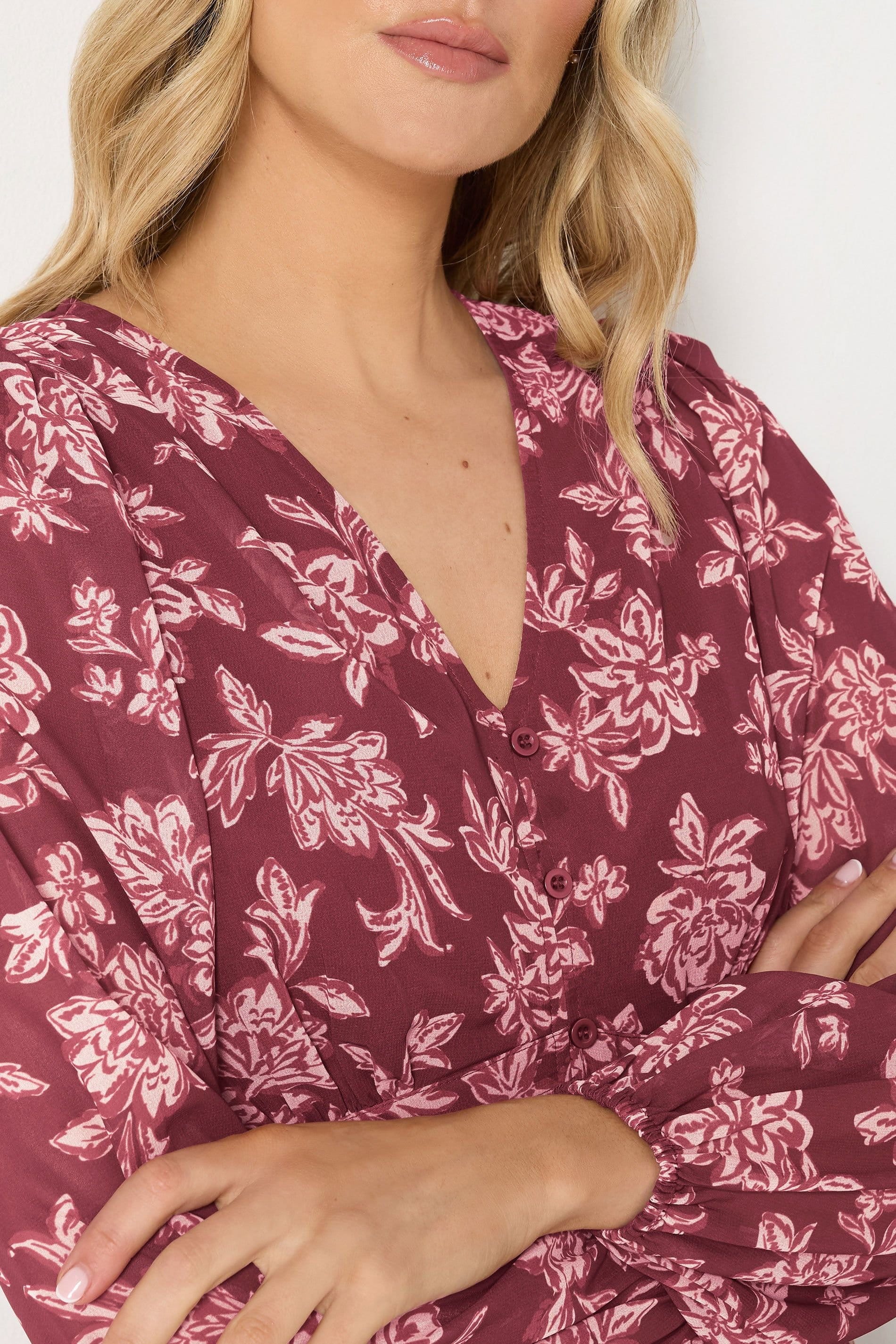 Long Tall Sally Long Tall Sally Women's Tall Floral Maxi Dress in Dark Red - 4