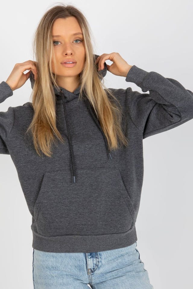 Love Lace Love Lace Women's Long Sleeve Hooded Kangaroo Pocket Sweatshirt in Grey - 2