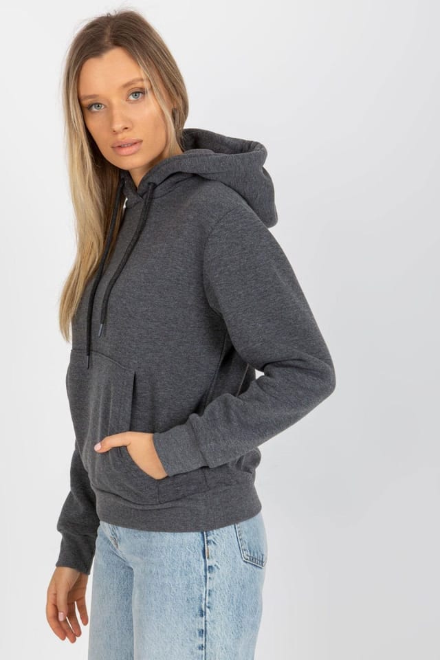 Love Lace Love Lace Women's Long Sleeve Hooded Kangaroo Pocket Sweatshirt in Grey - 3