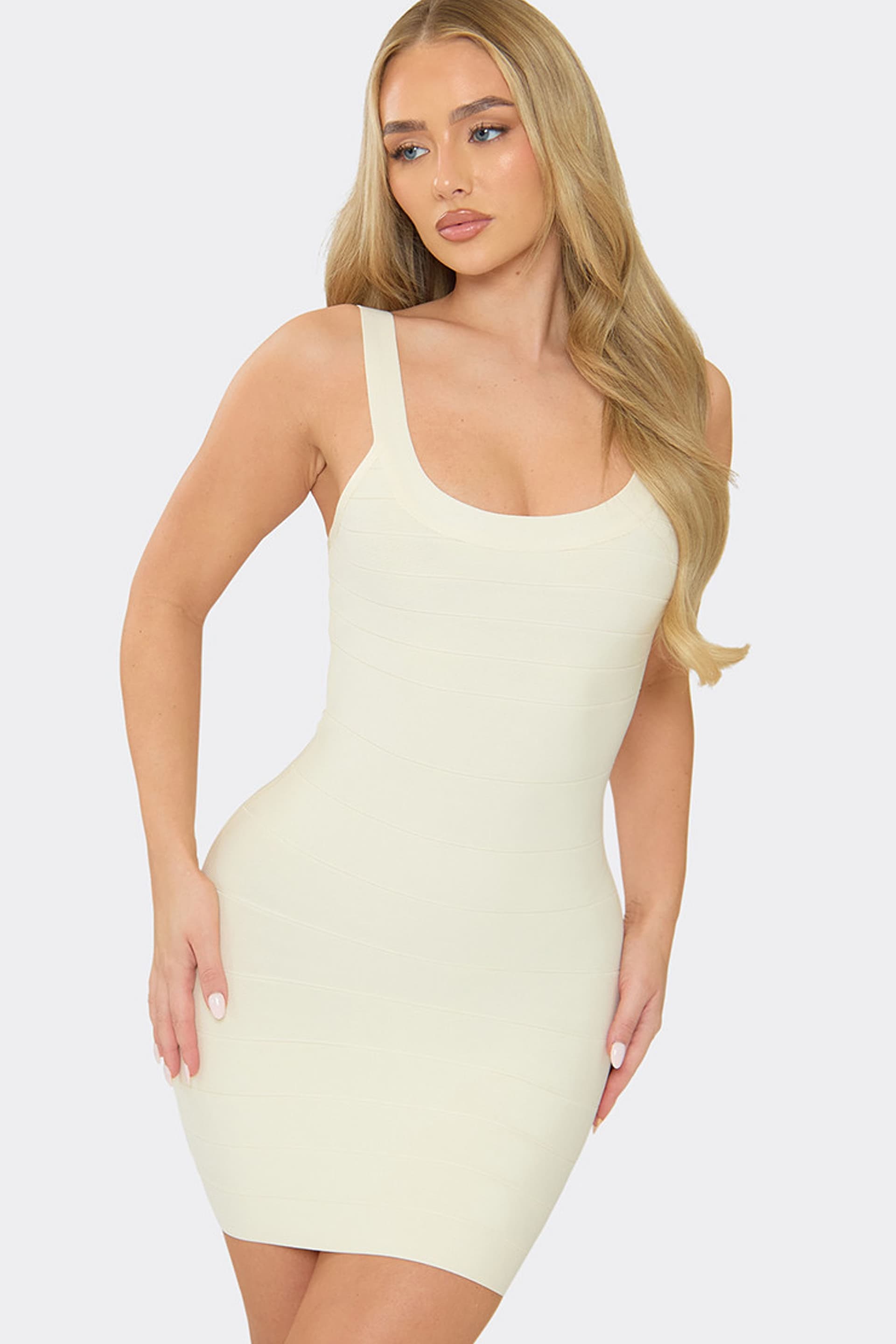 EGO EGO Women's Sleeveless Bandage Mini Dress in Cream