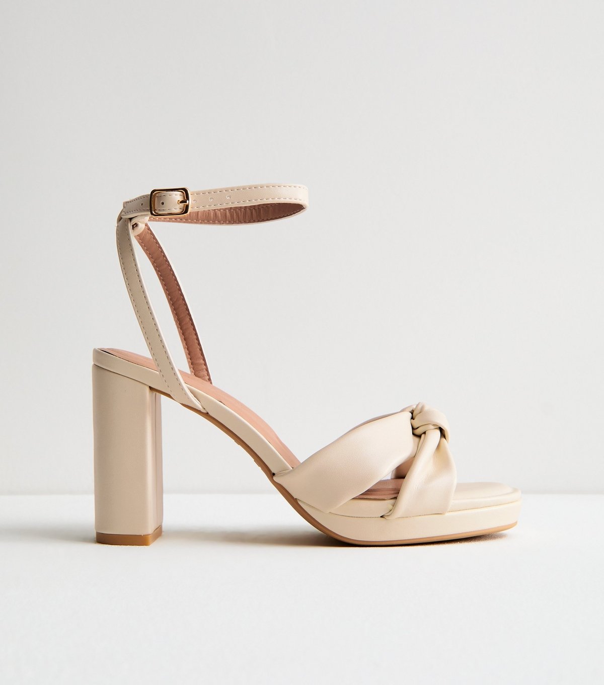 New Look Women's Wide Fit Off White Faux Leather Knot Strap Platform Sandals Vegan New Look - 2