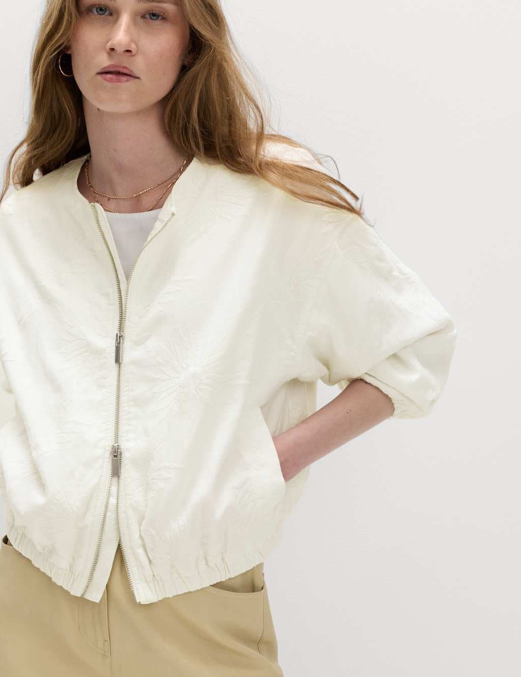 Marks & Spencer M&S Linen Rich Embroidered Jacket White