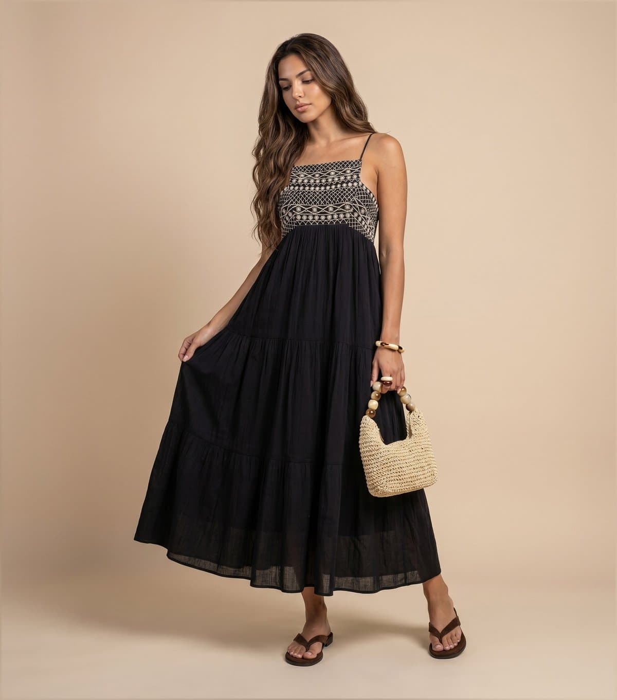 Urban Bliss Women's Black Cotton Embroidered Panel Gauze Dress Urban Bliss New Look