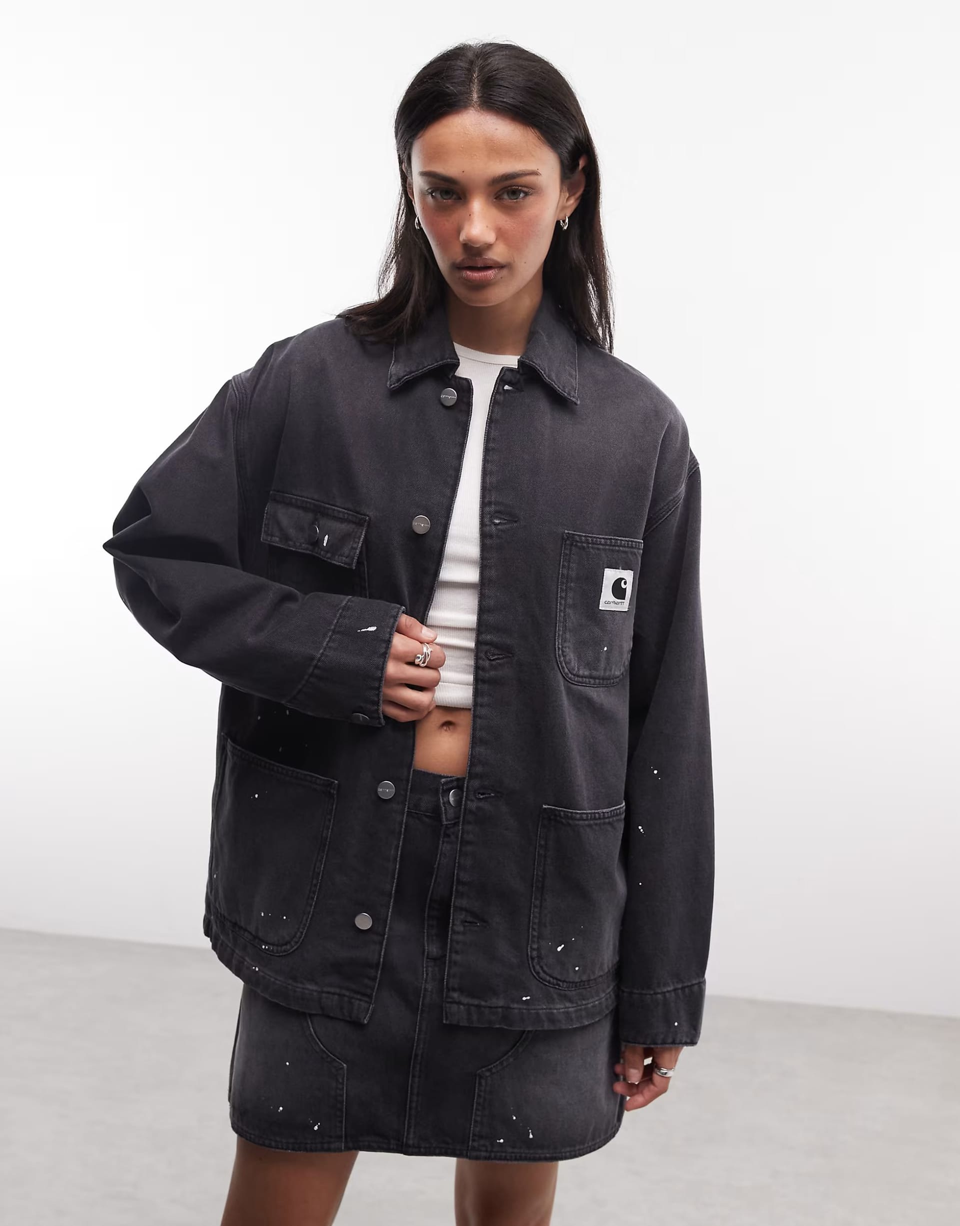 Carhartt WIP Black Wash Denim Jacket & Co-ord Skirt Set