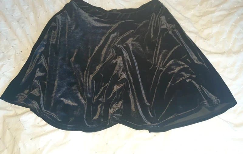 Topshop Topshop black velvet skater skirt size 12.