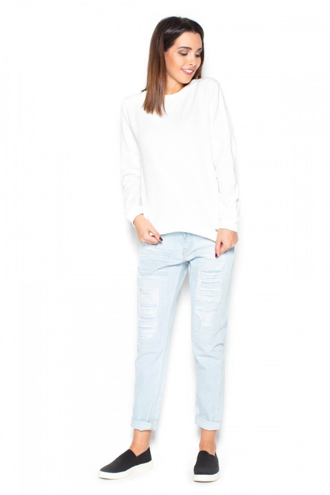 Love Lace Love Lace White Soft Knit Sweatshirt Blouse With Back Bow