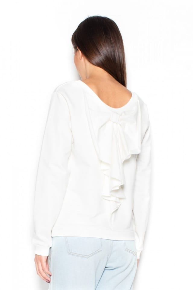 Love Lace Love Lace Women's Soft Knit Sweatshirt Blouse With Back Bow Style 77309 in White - 2