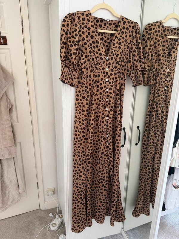 Never Fully Dressed Never Fully Dressed Leopard Print Satin Dress - UK 8/Small
