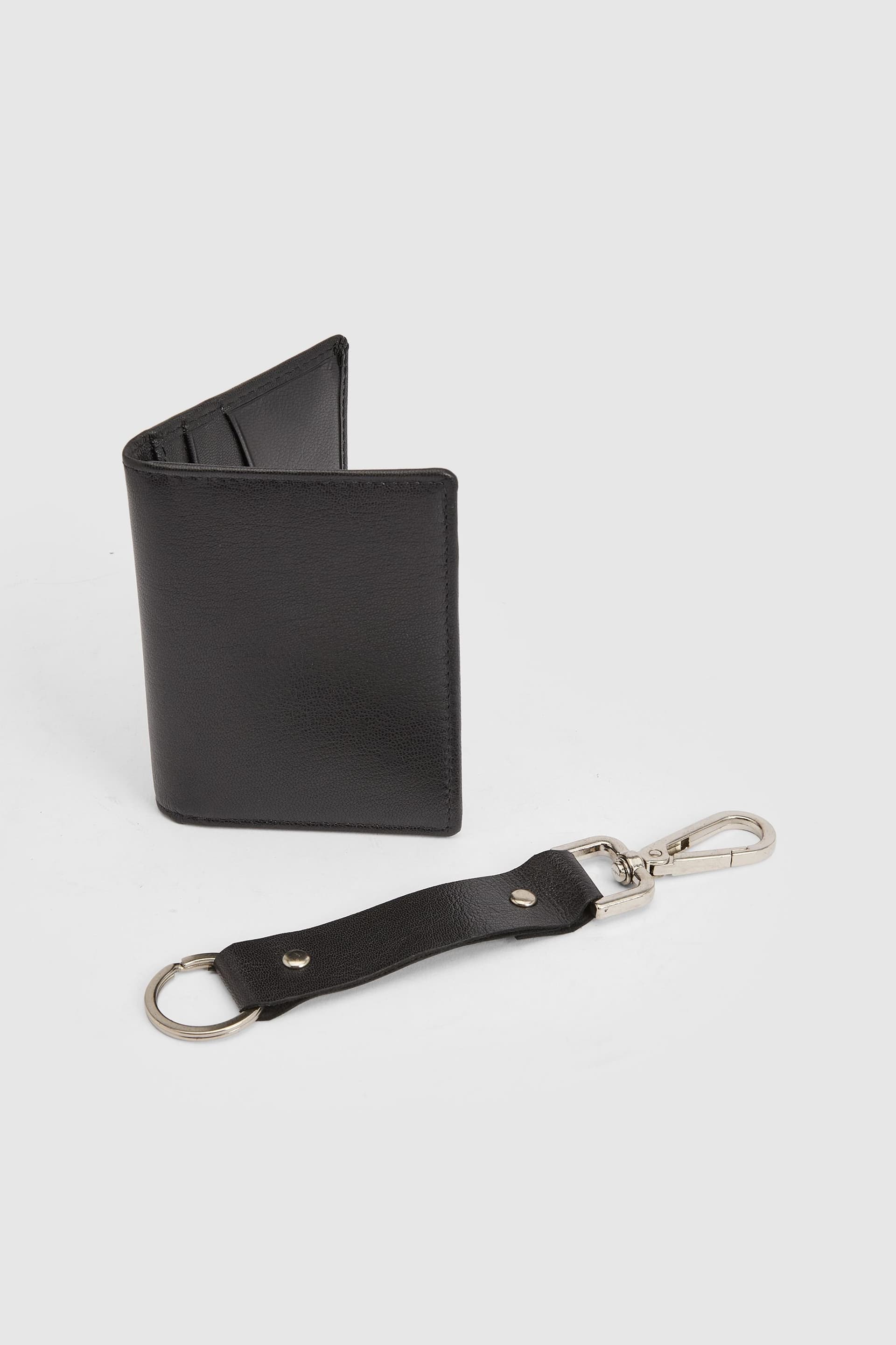 Burton Burton Men's Black Leather Cardholder & Keyring Gift Set