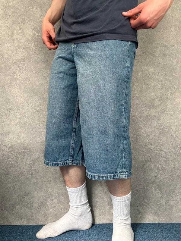 Bershka Bershka Baggy Long Relaxed-Fit Denim Jorts Blue W28 - 1
