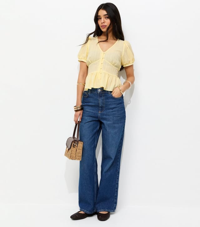 New Look Women's Light Yellow V Neck Tea Blouse New Look - 3