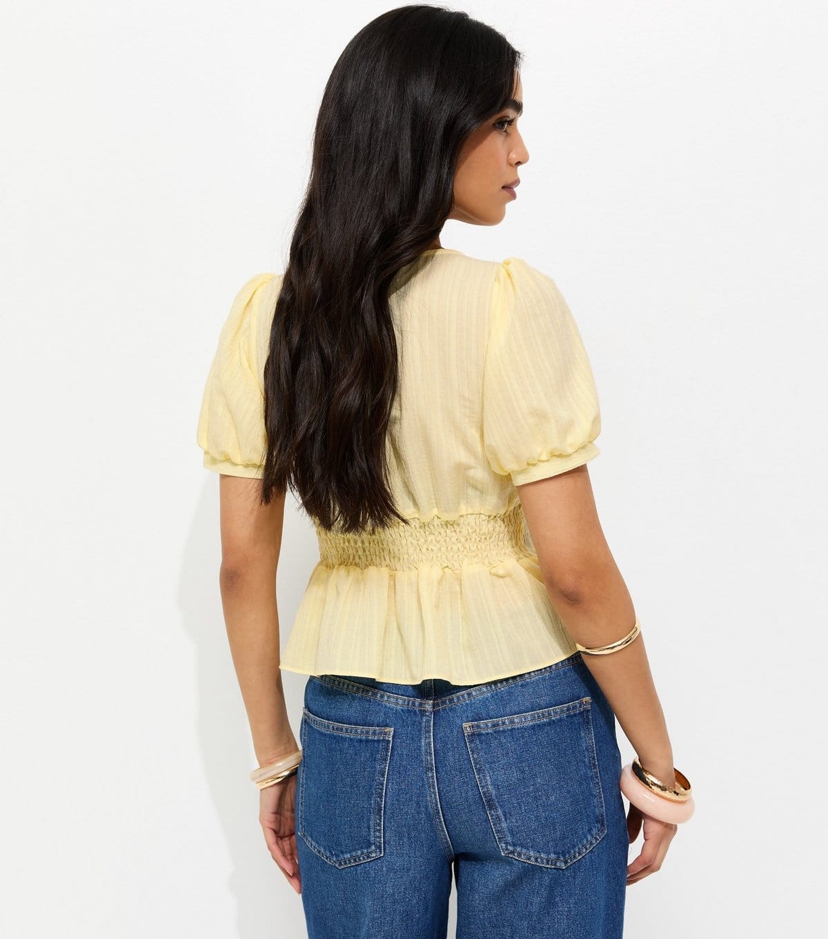 New Look Women's Light Yellow V Neck Tea Blouse New Look - 4