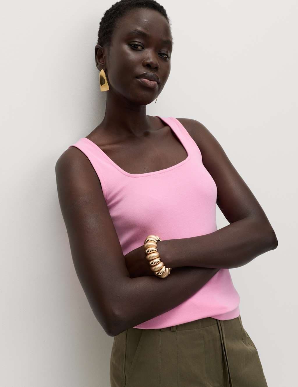 Marks & Spencer M&S Premium Square Neck Vest Sugar Pink