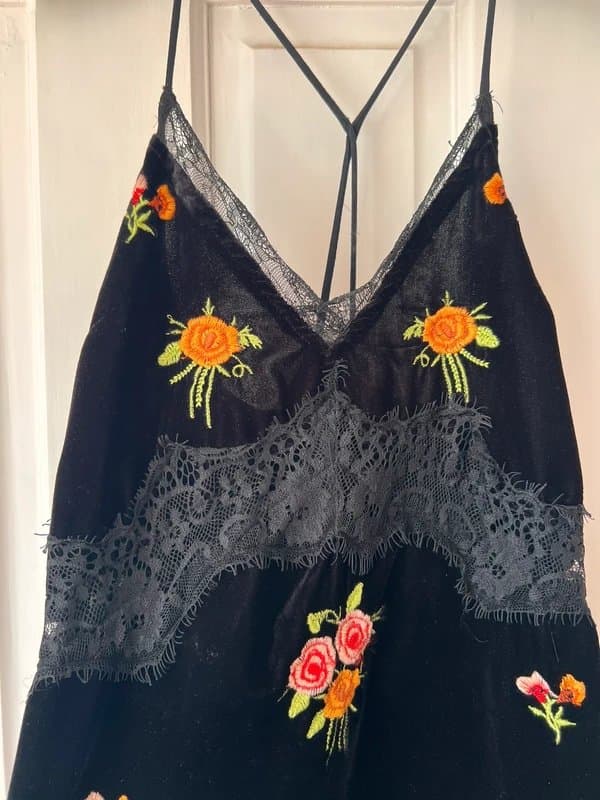 Topshop Beautiful velvet embroidered mini dress