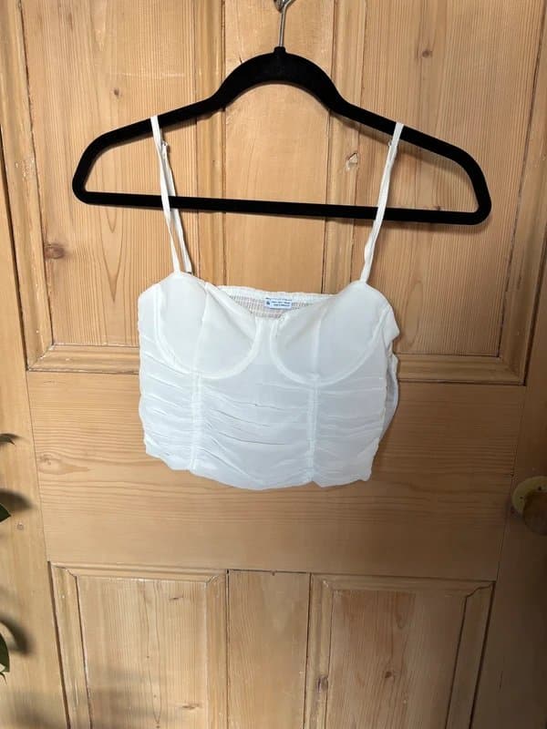 Bershka White corset crop top