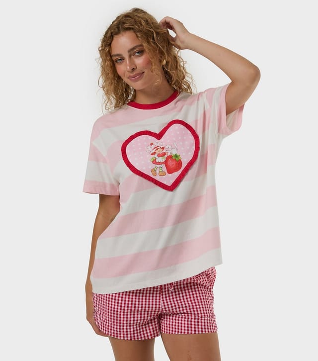 Skinnydip Women's Pink Cotton Strawberry Shortcake T-Shirt Skinnydip New Look - 2