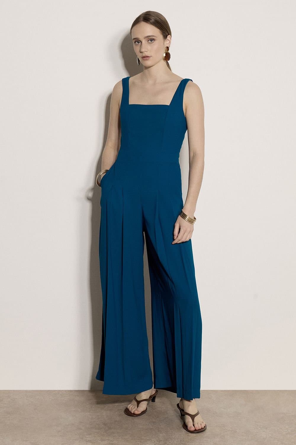 Apricot Apricot Women's Crepe Wide-Leg Jumpsuit in Blue