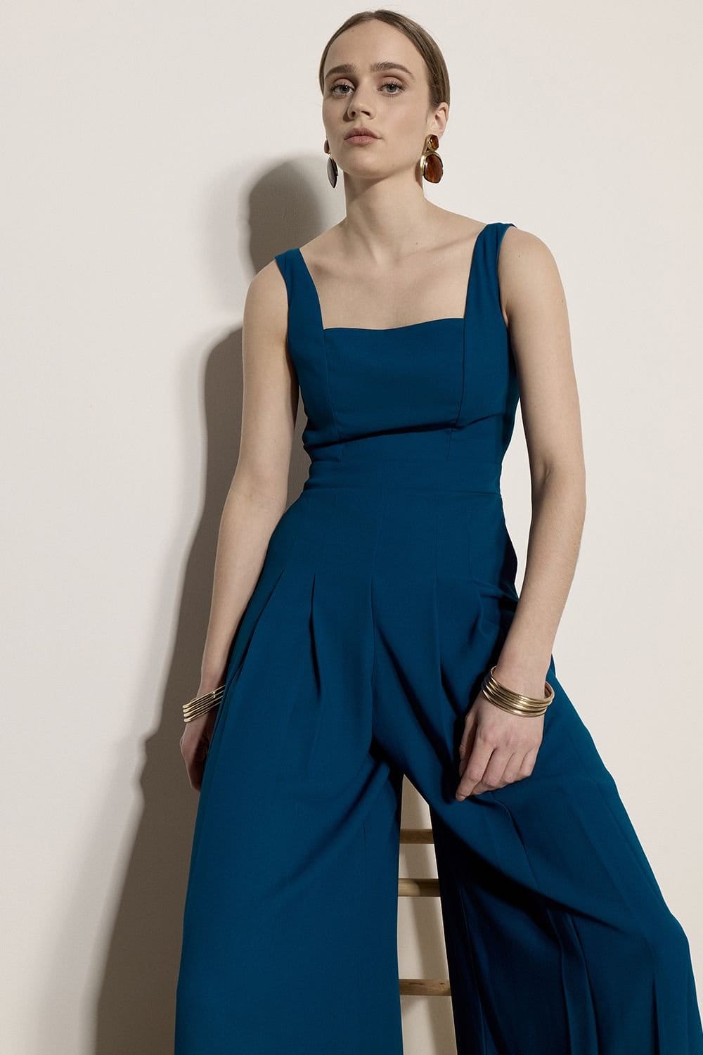 Apricot Apricot Women's Crepe Wide-Leg Jumpsuit in Blue - 4