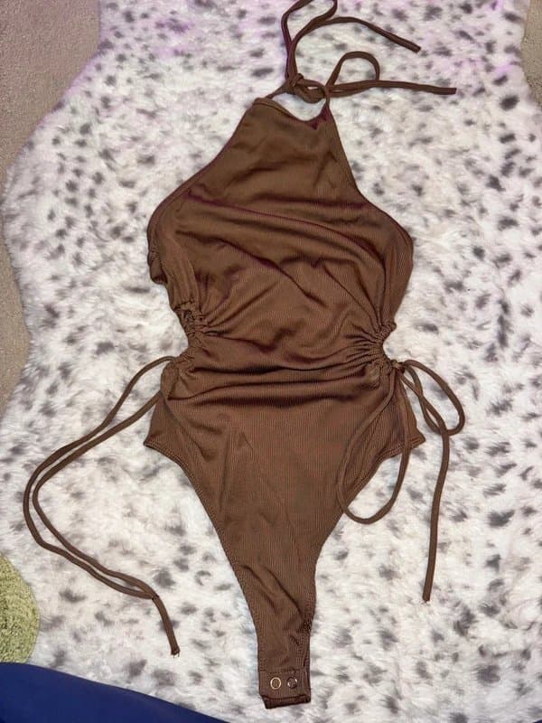 Bershka Brown halter neck bodysuit
